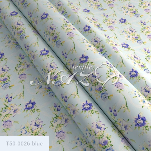 Тканина для пухо-пір'яних виробів Тік (50% бавовна 50% Поліестер) 0026-blue - фото 1